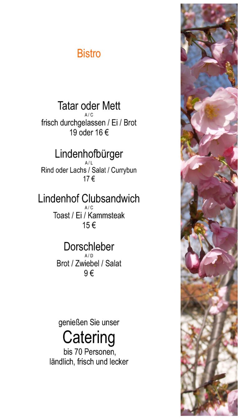 Bistrogerichte auf der Frühlingskarte 2026 – Genießen auf dem Land im Lindenhof Peritz