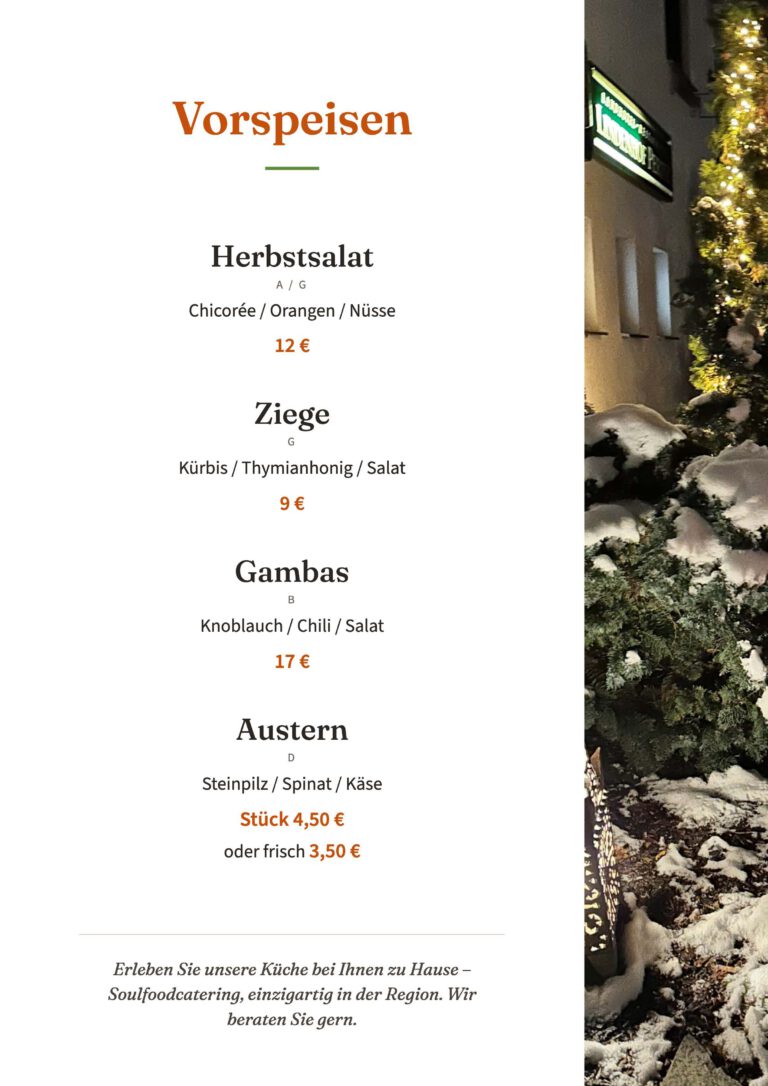 Vorspeisen auf der Herbstkarte 2026 – Genießen auf dem Land im Lindenhof Peritz