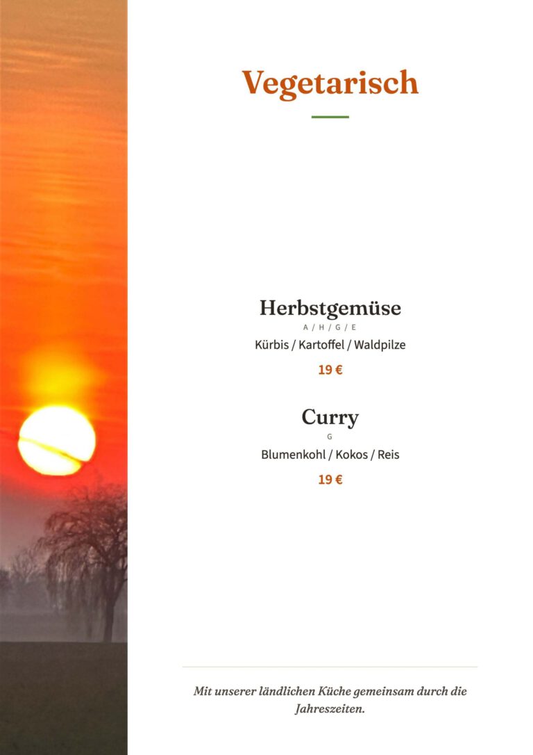 Vegetarisch auf der Herbstkarte 2026 – Genießen auf dem Land im Lindenhof Peritz